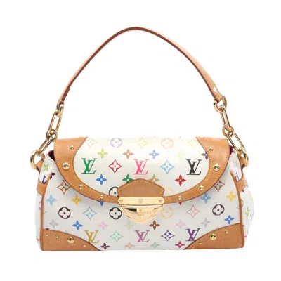 Pre-owned Louis Vuitton Beverly Mm Monogram Multicolor Bron Shoulder Bag Pvc Leather In White