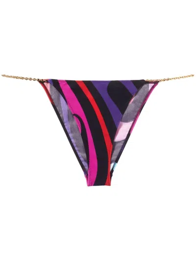 Pucci Marmo-print Bikini Bottoms In Violett