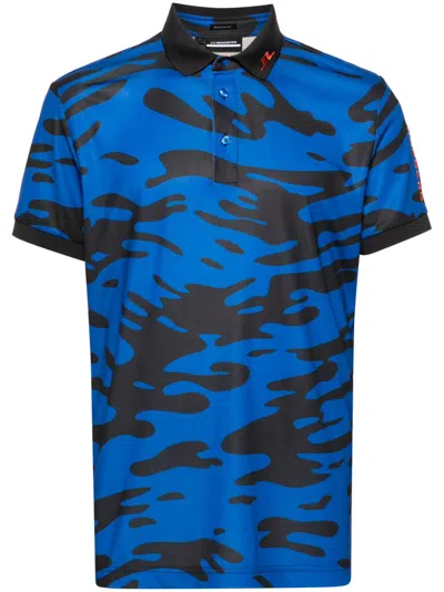 J. Lindeberg Tour Tech Regular Abstract-print Polo Shirt In Blau