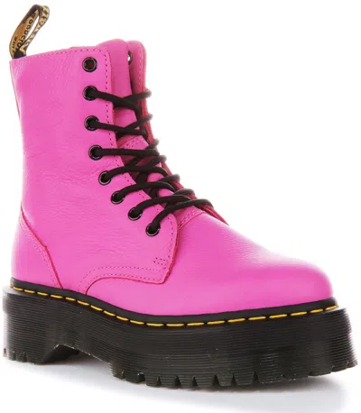 Pre-owned Dr. Martens' Dr Martens Jadon Iii Pisa 8 Ösen Seite Zip Leder Plateau Stiefel Rosa Uk 3 - 12