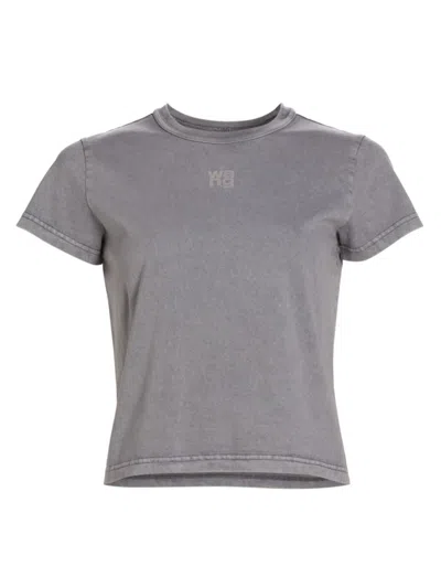 Alexander Wang T Puff Logo Bound Neck Essential Shrunk T-shirt In Acid Fog