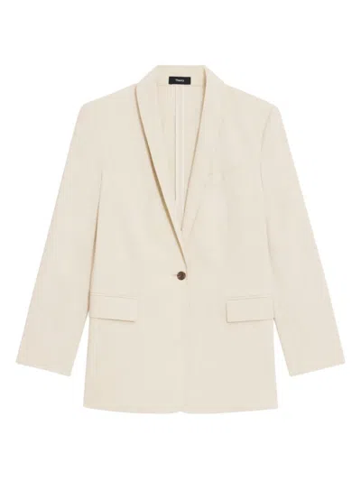 Theory Rolled-sleeve Shawl Collar One-button Jacket In Straw