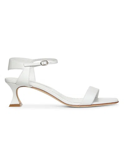 Manolo Blahnik Begasan Leather Ankle-strap Sandals In White