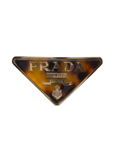 Prada Women's Plexiglas And Metal Hair Clip In Beige Khaki