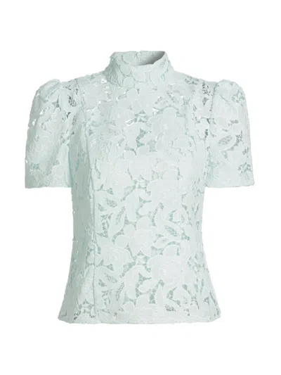 Zimmermann Natura Puff-sleeve Lace Top In Mint