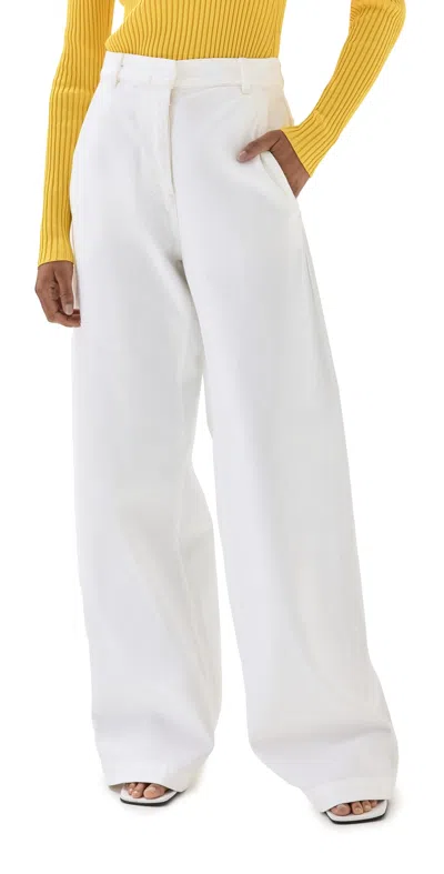 Another Tomorrow Carpenter Denim Pants Off White