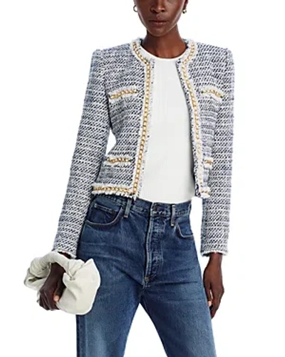 Generation Love Kristen Tweed Jacket In White/indigo