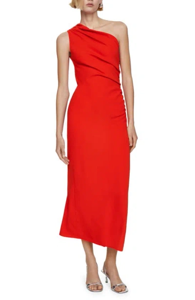 Mango Women's Side Slit Detail Asymmetrical Dress In Red