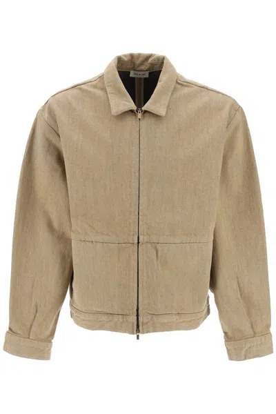 Fear Of God Mens Deer Brand-patch Relaxed-fit Denim Jacket In Beige