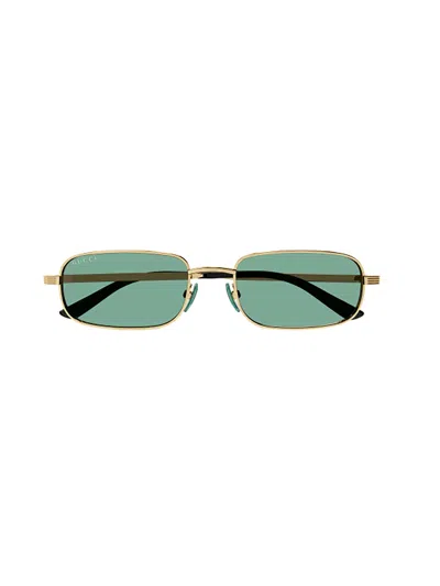 Gucci Gg1457s 005 Sunglasses In Gold Gold Green