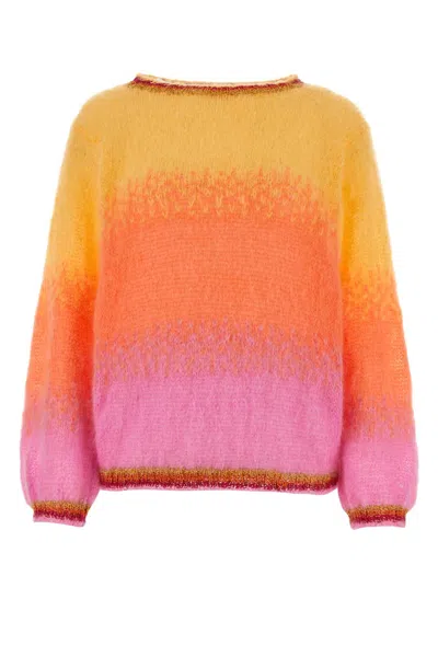 Rose Carmine Multicolor Mohair Blend Sweater In Barbapapa