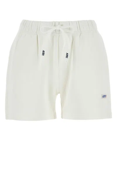 Autry White Cotton Shorts In 513w