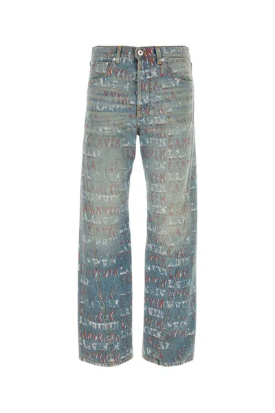 Lanvin Printed Denim Jeans In Light Blue