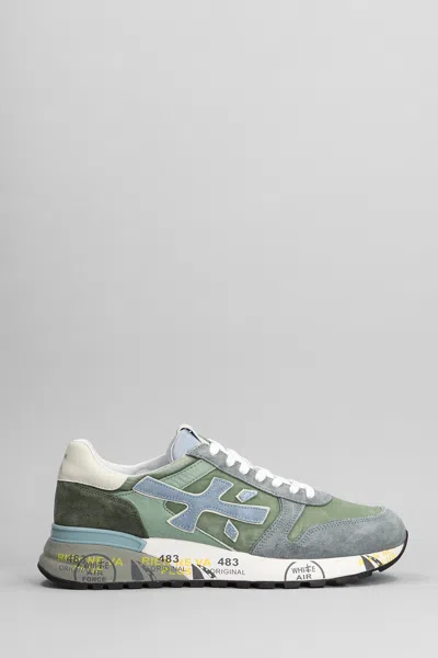 Premiata Mick Sneakers In Green Suede And Fabric