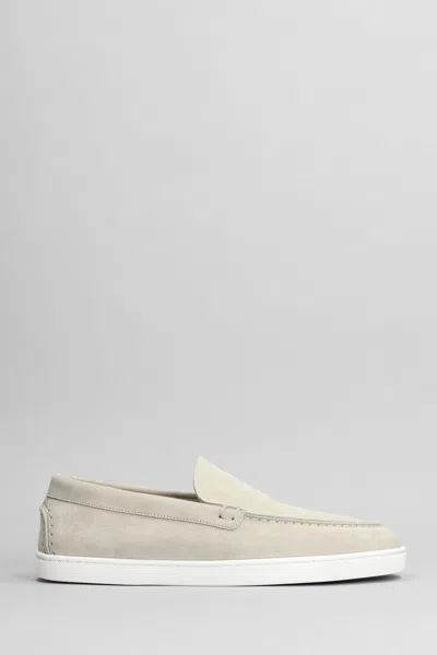 Christian Louboutin Varsiboat Loafers In Grey Suede In Goose