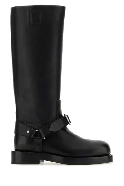 Burberry Black Leather Saddle Boots