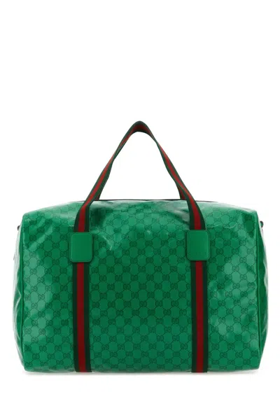 Gucci Green Gg Crystal Fabric Travel Bag In 3753