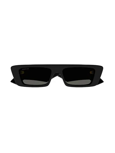Gucci Gg1331s M 001 Rectangle Sunglasses In Black Black Grey
