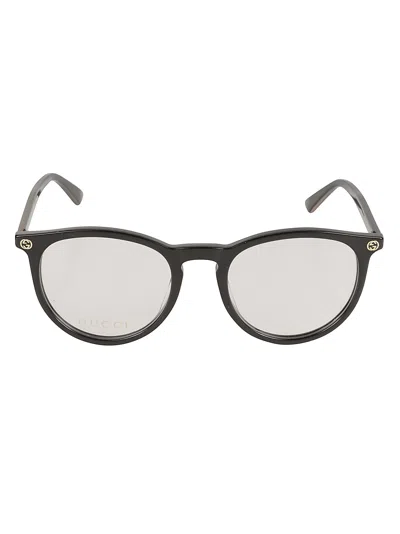 Gucci Round Frame Glasses In Black/transparent