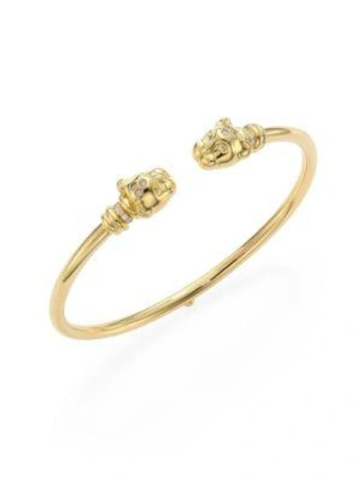 Temple St Clair 18k Yellow Gold Lion Cub Bellina Diamond Bracelet In White/gold