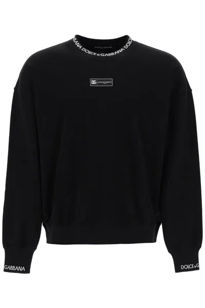 Dolce & Gabbana Oversized Sweatshirt With Logo Details. In Black