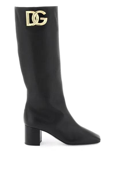 Dolce & Gabbana Black Nappa Leather Boots In Nero