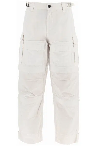 Darkpark 'julia' Ripstop Cotton Cargo Trousers In Bianco
