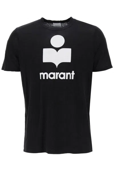 Isabel Marant 'karman' Logo Linen T-shirt In Nero