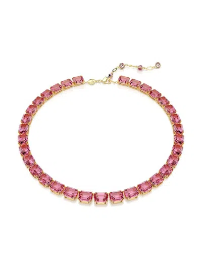Swarovski Millenia Crystal Tennis Necklace In Pink