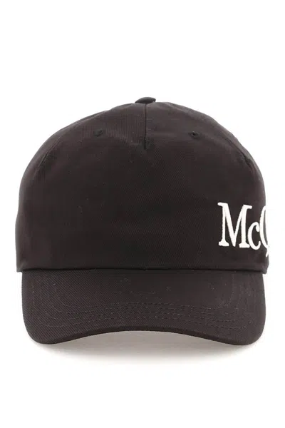 Alexander Mcqueen Baseball Hat With Oversized Logo In Nero