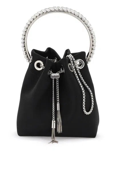 Jimmy Choo Bon Bon Satin Bucket Bag In Nero