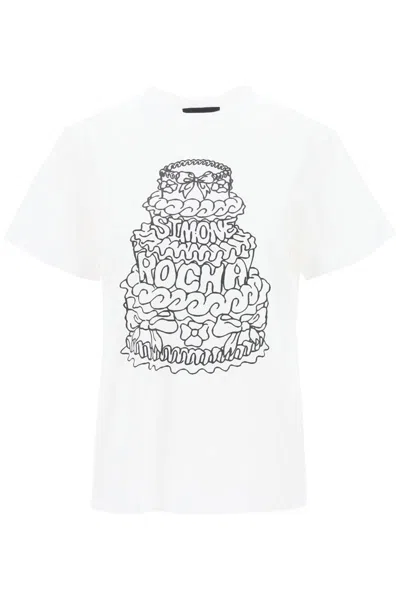 Simone Rocha Cake-print Cotton T-shirt In Bianco