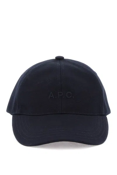 Apc Charlie Blue Baseball Cap With Tonal Logo Embroidery In Cotton Man