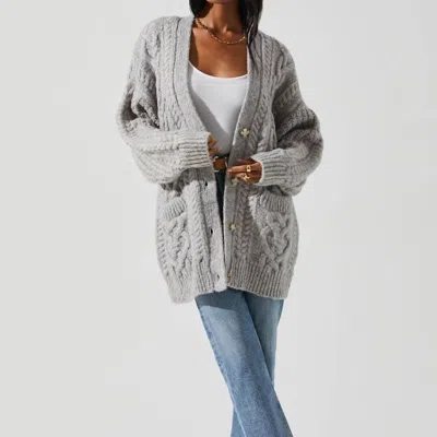 Astr The Label Charli Cable Knit Cardigan In Grey