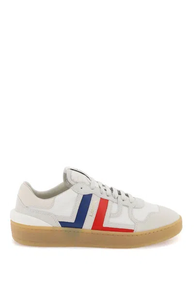 Lanvin Clay Suede-panels Mesh Sneakers In Bianco