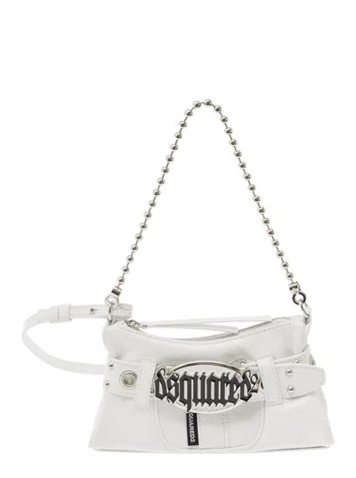 Dsquared2 Gothic Belt Shoulder Bag In White