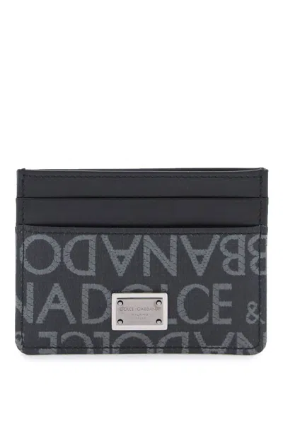 Dolce & Gabbana Coated Jacquard Cardholder In Nero