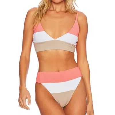 Beach Riot Riza Bikini Top In Coral Colorblock In White