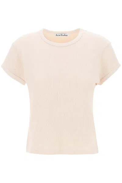 Acne Studios Cotton Honeycomb Pattern T-shirt In Rosa