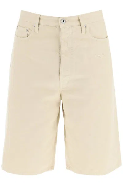 Off-white Cotton Utility Bermuda Shorts In Beige