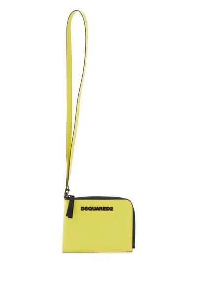 Dsquared2 Credit Card Pouch With Logo In Giallo