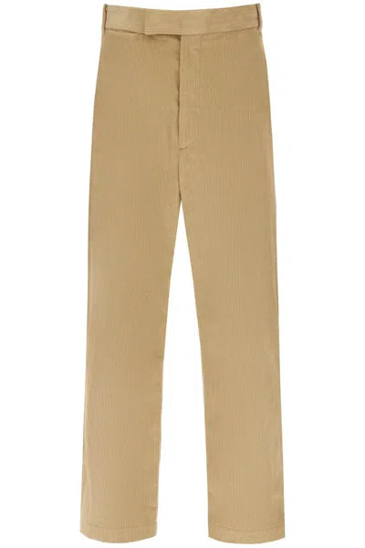 Thom Browne Cropped Trousers In Corduroy In Beige