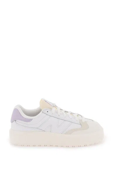 New Balance Ct302 Leather Sneakers In White, Purple