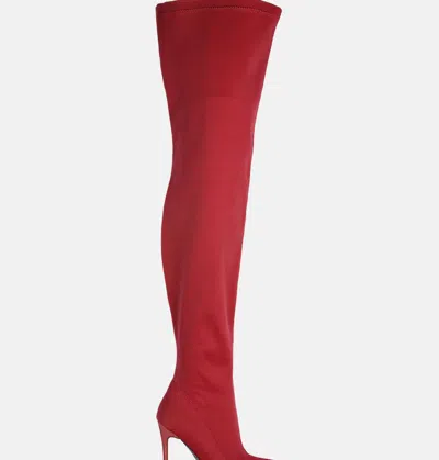 London Rag No Calm Superstretch Stiletto Long Boot In Red