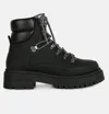 London Rag Ponsies Lace Up Chunky Platform Biker Boots In Black