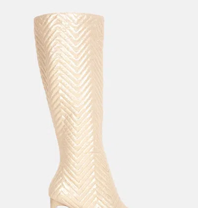 London Rag Prinkles Quilted High Italian Block Heeled Calf Boots In White