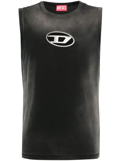 Diesel Oval D-plaque Cotton T-shirt In Black