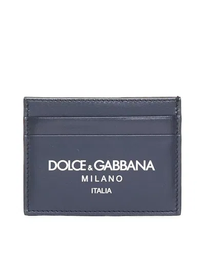 Dolce & Gabbana Leather Card Holder In Blue