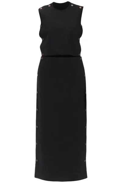 Y/project Dual Material Maxi Dress With Snap Panels In Nero