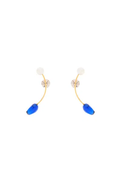 Dries Van Noten Earrings With Pearls And Stones In Blu